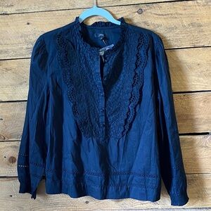 J. Crew Black Blouse with Lace Detail